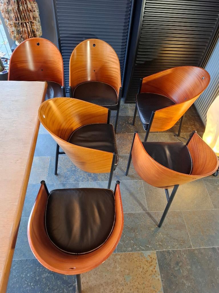 Designstoelen Costes stijl Philippe Starck set van 6 stuks., Huis en Inrichting, Stoelen, Ophalen, Gebruikt, Bruin, Café Costes