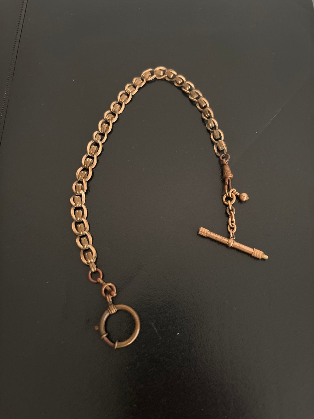 Antieke Vergulde zakHorlogeketting met sleutel, Sieraden, Tassen en Uiterlijk, Antieke sieraden, Ophalen of Verzenden, Overige materialen