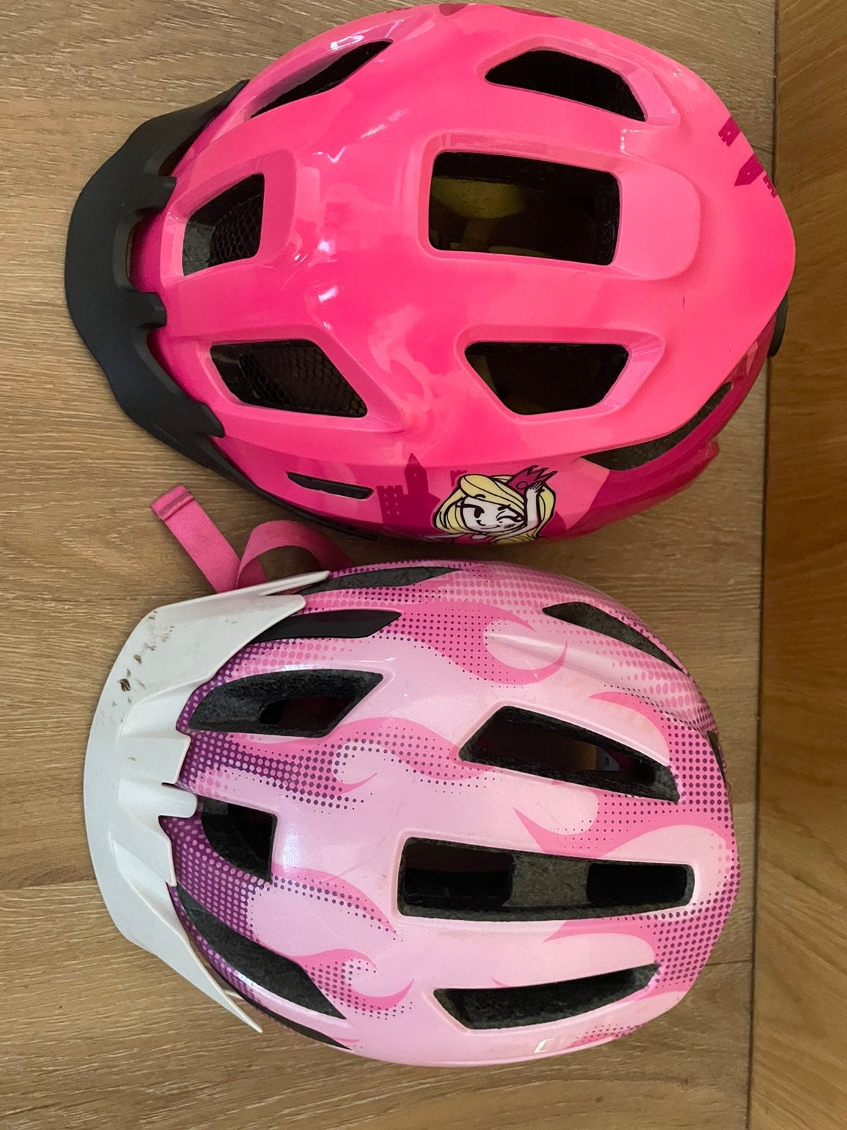 Fietshelm kind 2x roze, Ophalen of Verzenden, Gebruikt, Overige maten