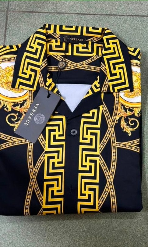 Versace heren overhemd met barokprint, Kleding | Heren, Ophalen of Verzenden, Nieuw, Overige maten, Zwart