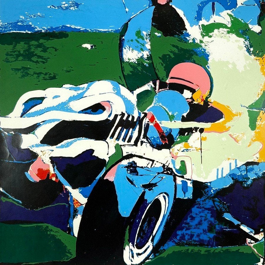 203. Zeefdruk, Kees van Bohemen – racecoureur, 1971, Antiek en Kunst, Ophalen