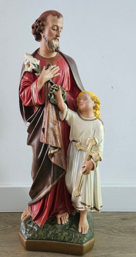 Josef en Jezus beeld 63cm hoog, Ophalen