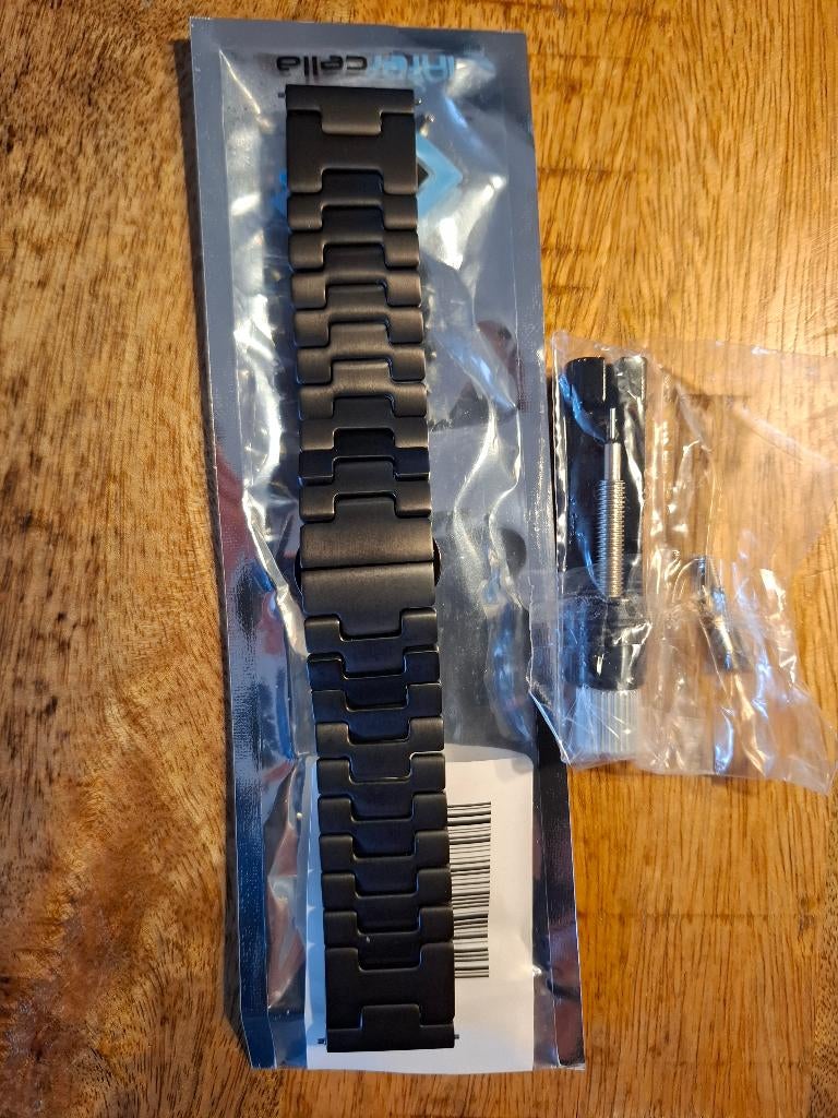 Titanium horlogeband, Zwart, Garmin venu, Nieuw, Ophalen of Verzenden