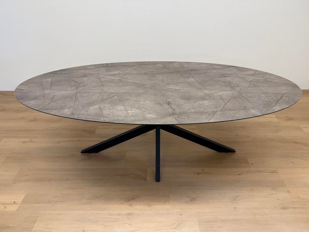 Ovale eettafel HPL Brave Bronze 240x120 - Direct Leverbaar