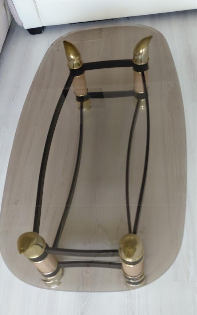 Klassieke Stijlvolle Salontafel Ovaal, met Glazen Blad, Huis en Inrichting, Tafels | Salontafels, Ophalen, Klassiek, Stijlvol