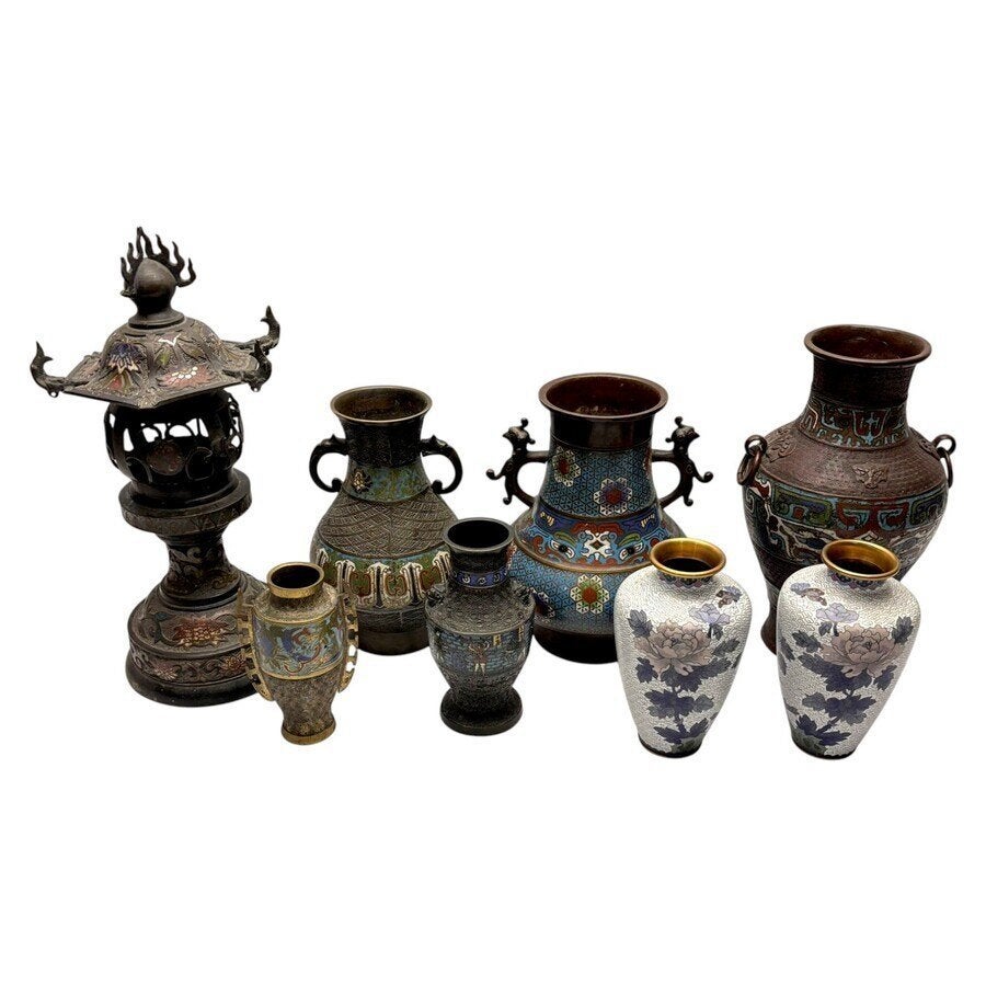 Lot Japanse en Chinese cloisonné objecten (8x), Ophalen of Verzenden