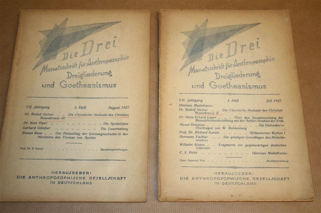 Die Drei. Monatsschrift für Anthroposophie... 3 delen, 1922., Ophalen of Verzenden, Gelezen, Overige onderwerpen, Achtergrond en Informatie