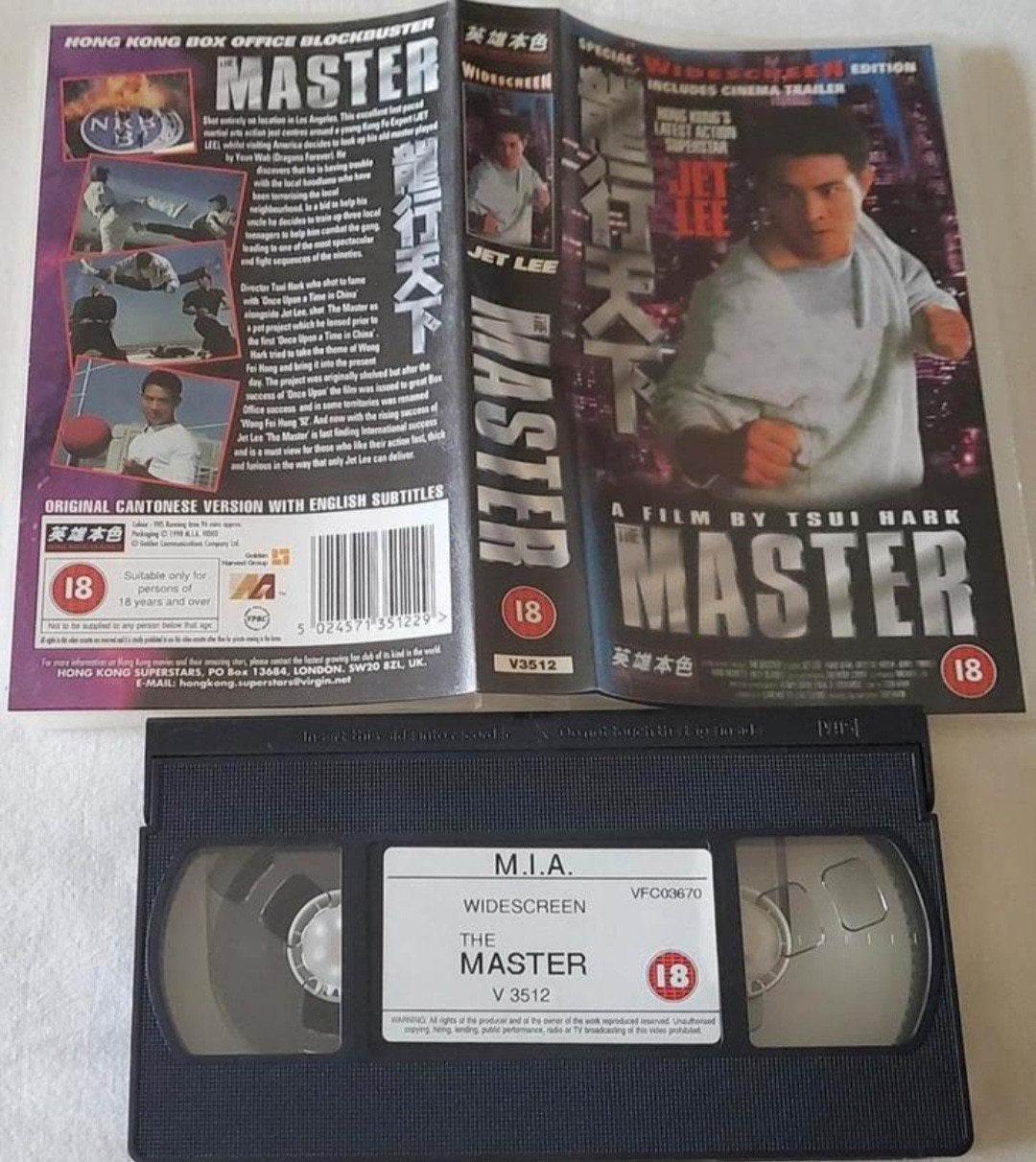 Jet Li The Master VHS Actie/Kung-Fu IMPORT, Cd's en Dvd's, VHS | Film, Vanaf 16 jaar, Ophalen of Verzenden, Zo goed als nieuw