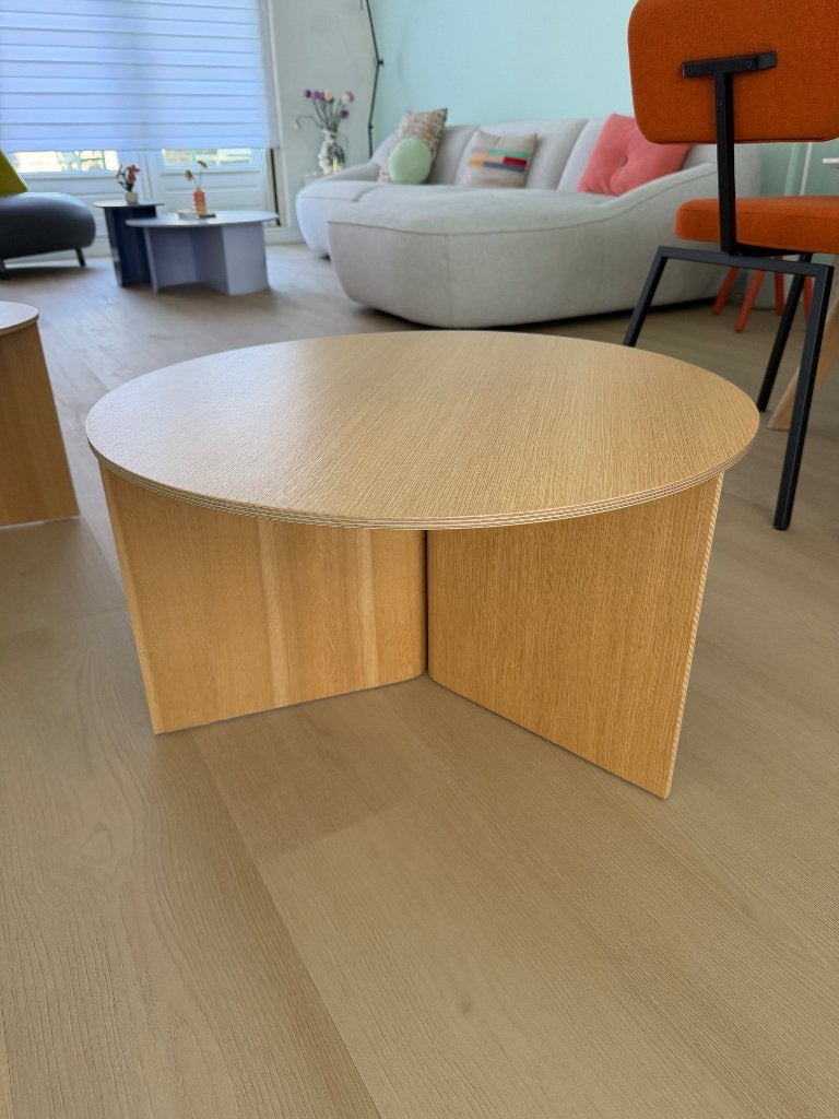 Hay slit wood salontafel/bijzettafel (65cm breed, 35cm hoog), Ophalen, 50 tot 100 cm, Scandinavisch, 50 tot 100 cm