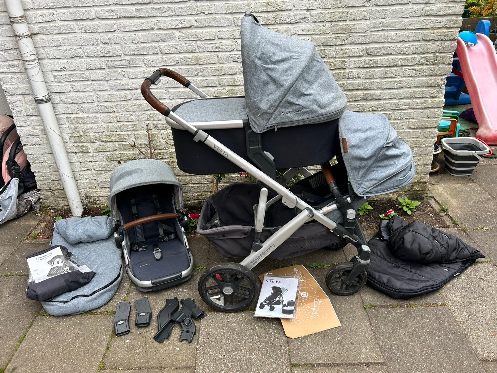 Complete kinderwagen Uppababy Vista DUO inclusief extra's!, Kinderen en Baby's, Kinderwagens en Combinaties, Gebruikt, Combiwagen