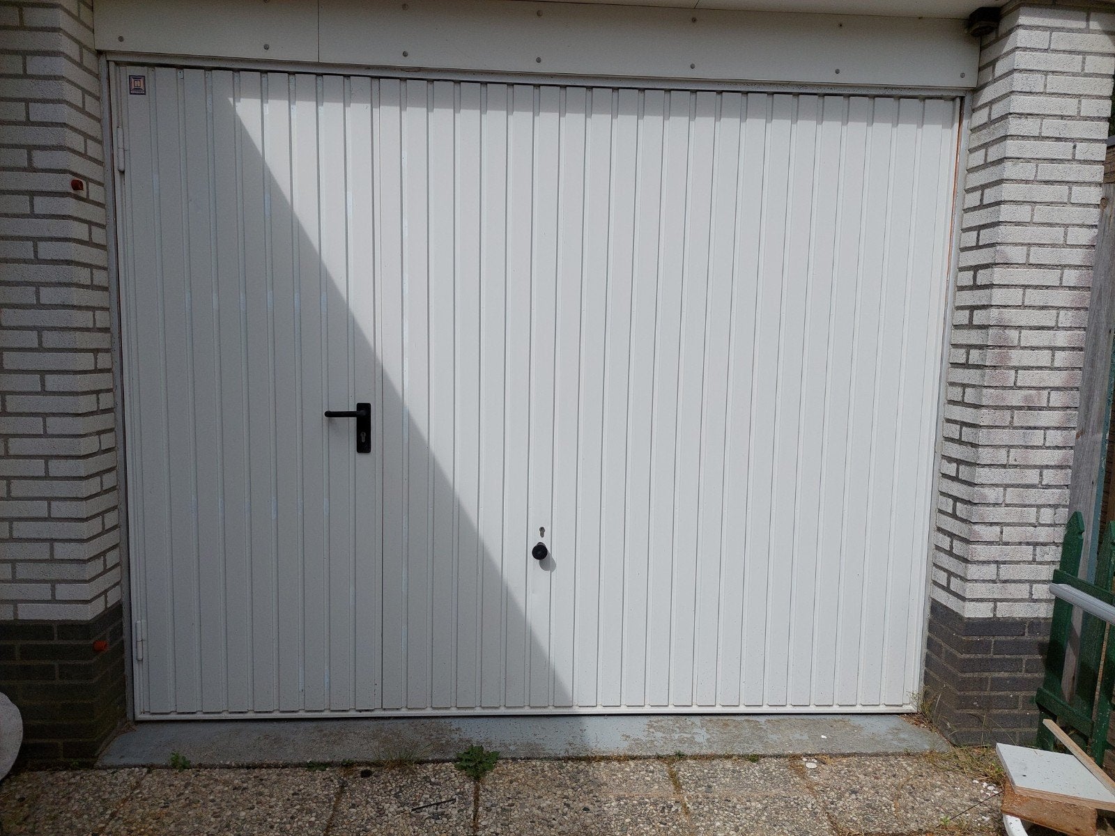 Metalen garagedeur met loopdeur, Ophalen, Gebruikt, Garagedeur, Metaal