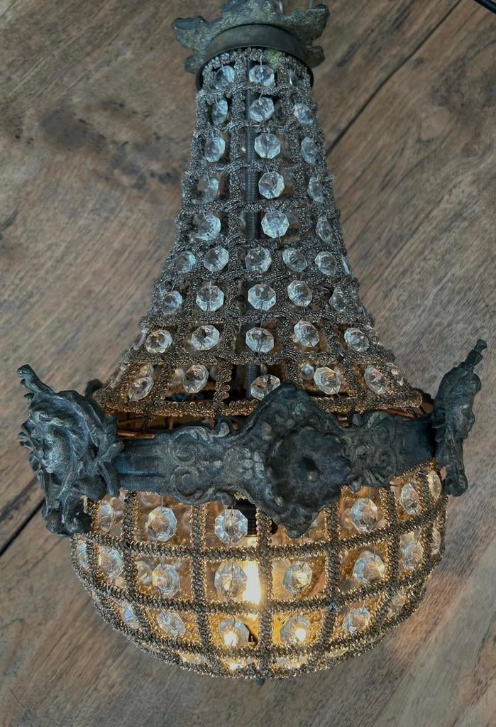 Kleine zakkroonluchter cherubijn engelen barok lamp, Ophalen of Verzenden