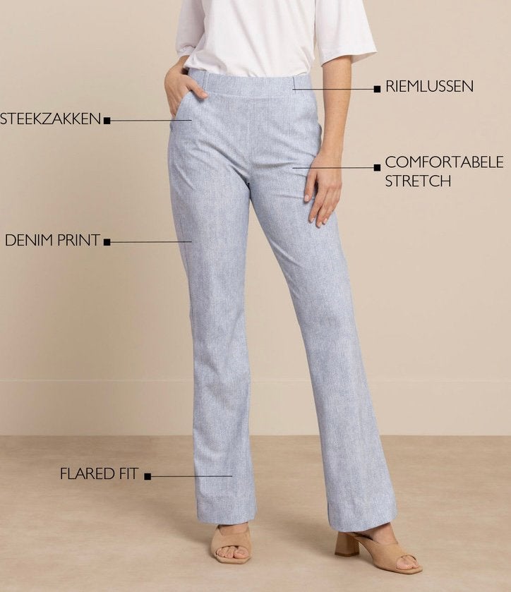 Studio Anneloes flair bonded broek light denim travelstof S, Kleding | Dames, Broeken en Pantalons, Studio Anneloes, Blauw, Ophalen of Verzenden
