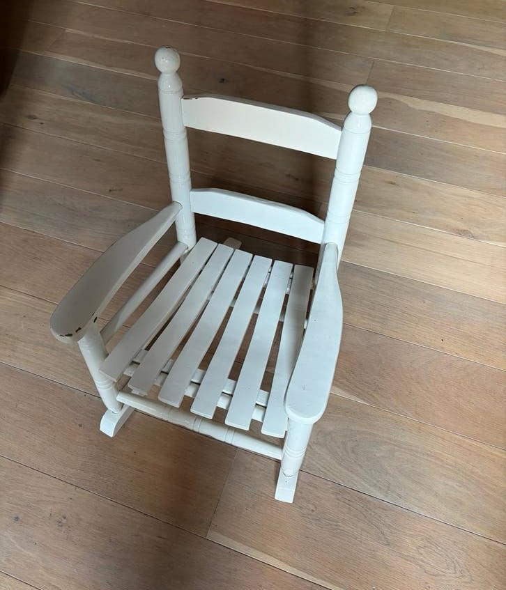 Witte houten schommelstoel voor kinderen, Ophalen, Gebruikt, Stoel(en)