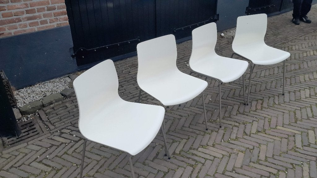 stoelen, Huis en Inrichting, Stoelen, Gebruikt, Vier, Kunststof, Wit, Ophalen of Verzenden