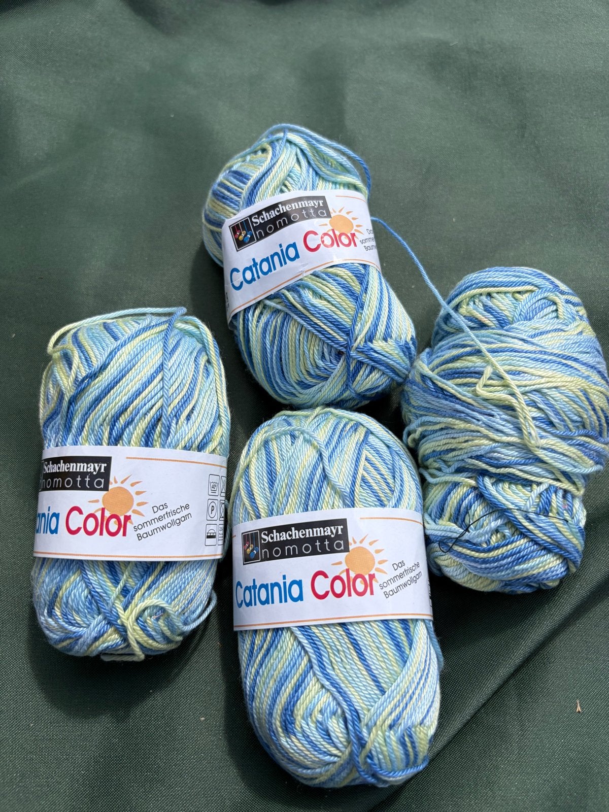 Schachenmayr Catania Color garen - Blauw/Geel, Ophalen of Verzenden, Gebruikt, Breien of Haken, Wol of Garen