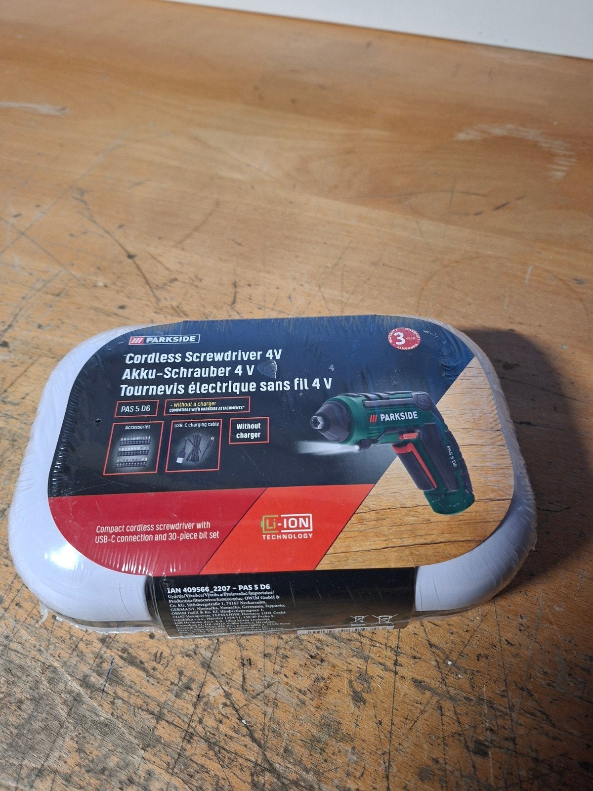 Parkside Accu-Schroevendraaier 4V met USB-C 30 delige bits, Variabele snelheid, Nieuw, Ophalen of Verzenden, Boor- en Schroefmachine