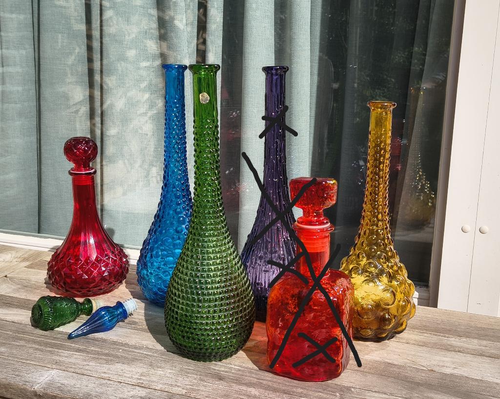 Vazen Empoli Italy, gekleurde vintage vazen, Antiek en Kunst, Antiek | Glas en Kristal, Ophalen of Verzenden