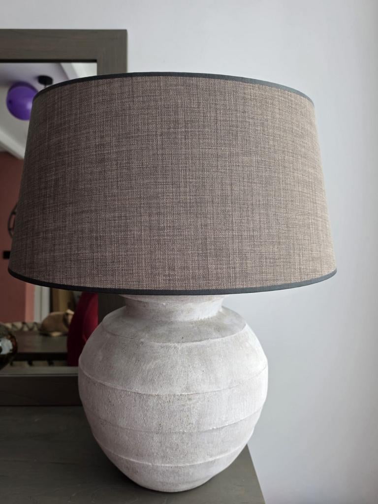 2 Grote Tafellampen met Stoffen Kap, Ophalen, 50 tot 75 cm, Modern, Robuust, Landelijk, Zo goed als nieuw