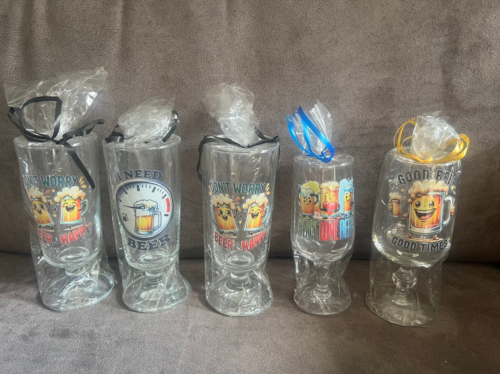 10 Bierglazen met Grappige Teksten / Opdruk., Ophalen of Verzenden, Nieuw, Glas of Glazen, Overige merken