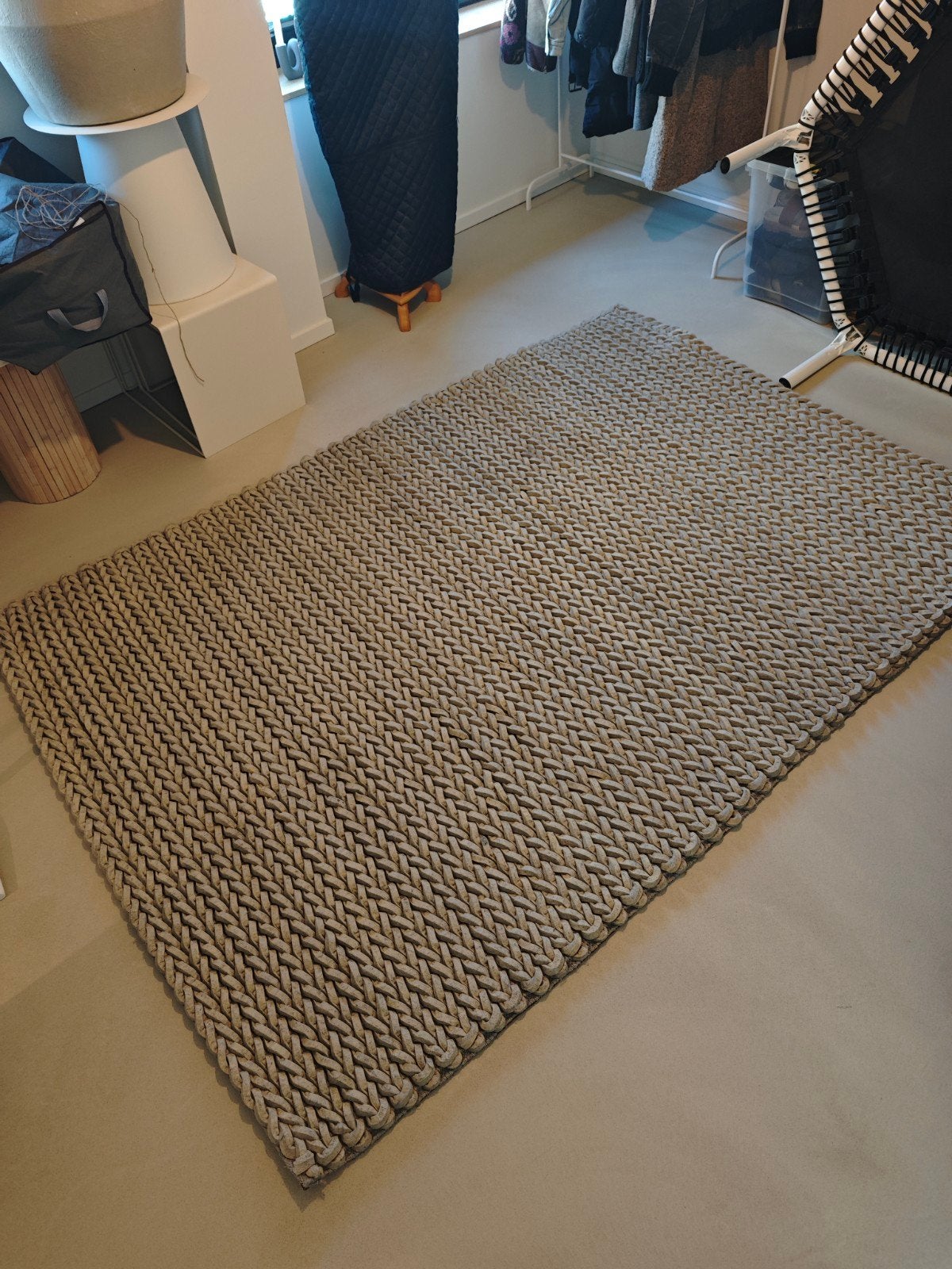 Prachtig grof gevlochten wollen vloerkleed van Zuiver, Ophalen, Gebruikt, Bruin, 150 tot 200 cm
