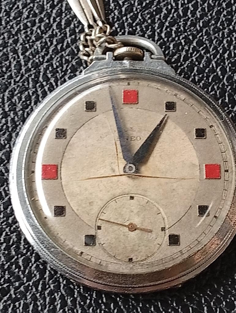 Zakhorloge met ketting merk Eneo, Overige merken, Zakhorloge, Staal, 1900 tot 1930