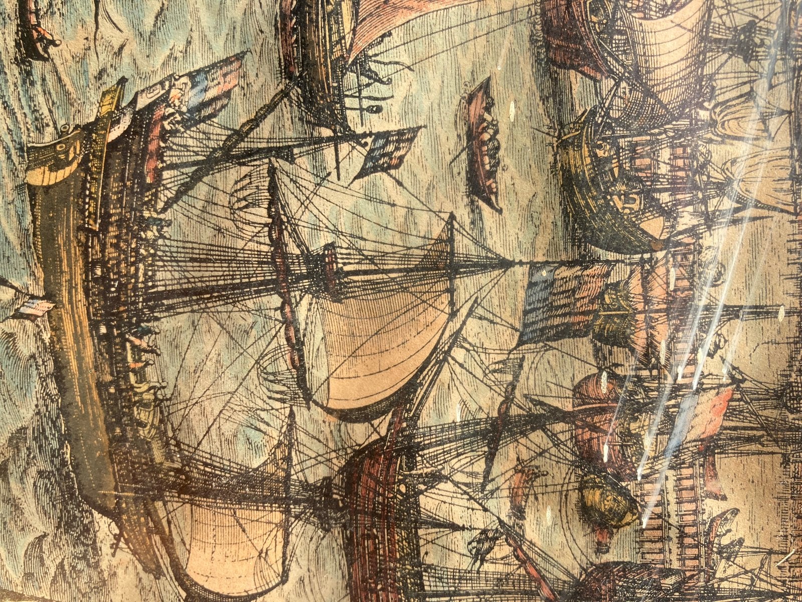 Antieke Amsterdamse Stadsgezicht Prent - Schepen en Zee, Antiek en Kunst, Ophalen