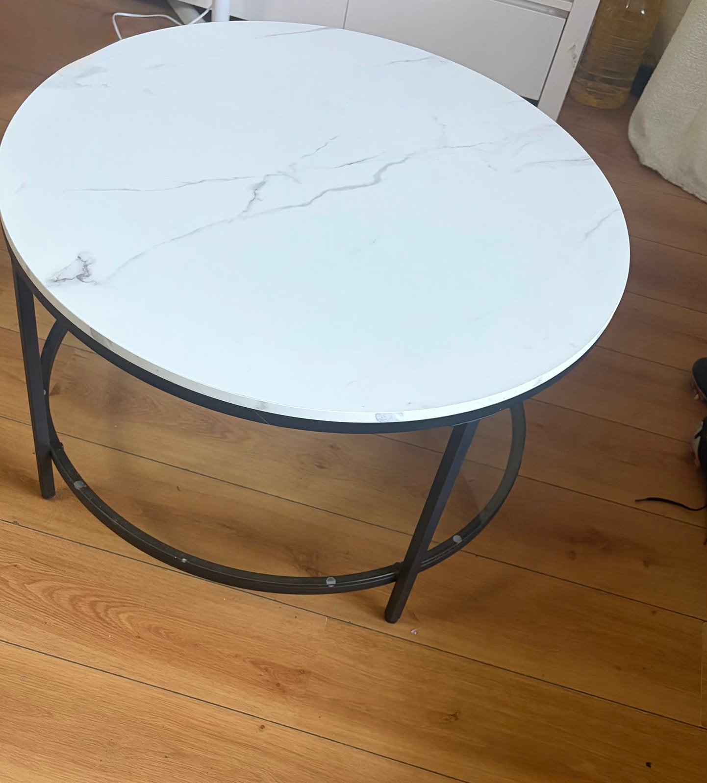 Salontafel marmerlook, Ophalen, 50 tot 100 cm, Rond, 50 tot 100 cm