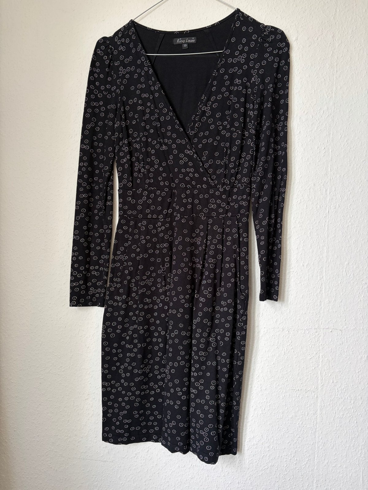 King Louie jurk zwart met print - Maat XS, Kleding | Dames, Zwart, Ophalen of Verzenden, Zo goed als nieuw, Maat 34 (XS) of kleiner