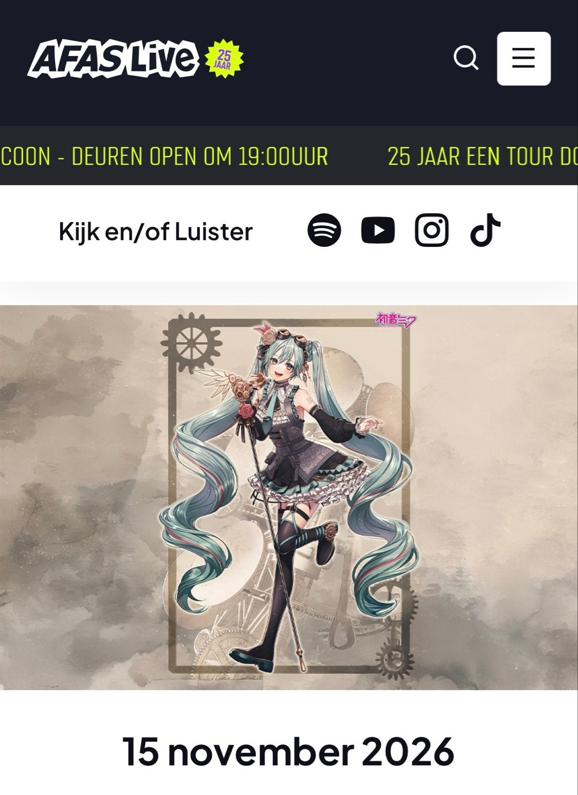 Hatsune miku tickets , afas live amsterdam, 15 nov, Drie personen of meer, November