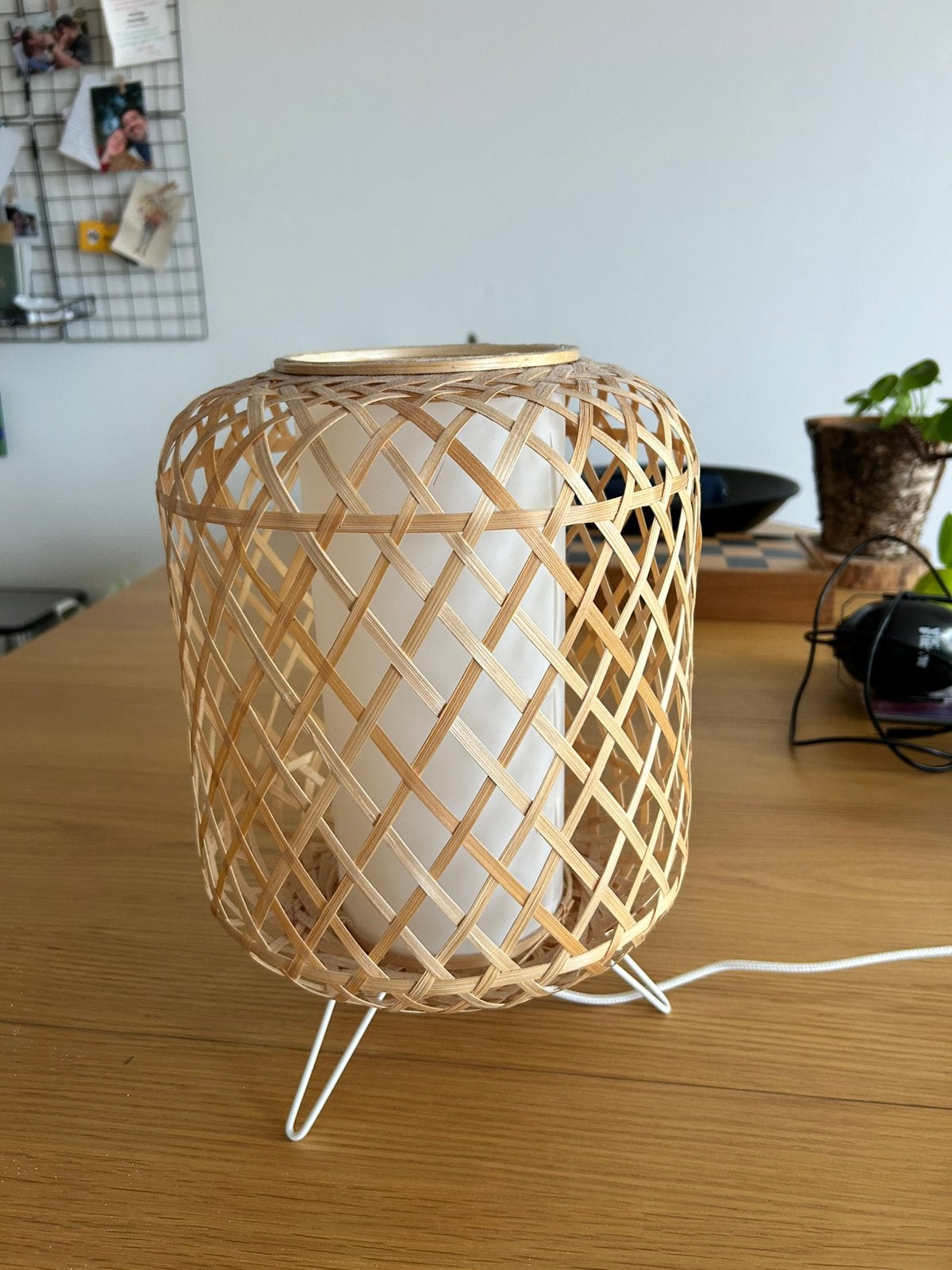 Ikea tafellamp riet (excl. peertje), Ophalen, Zo goed als nieuw, Rond