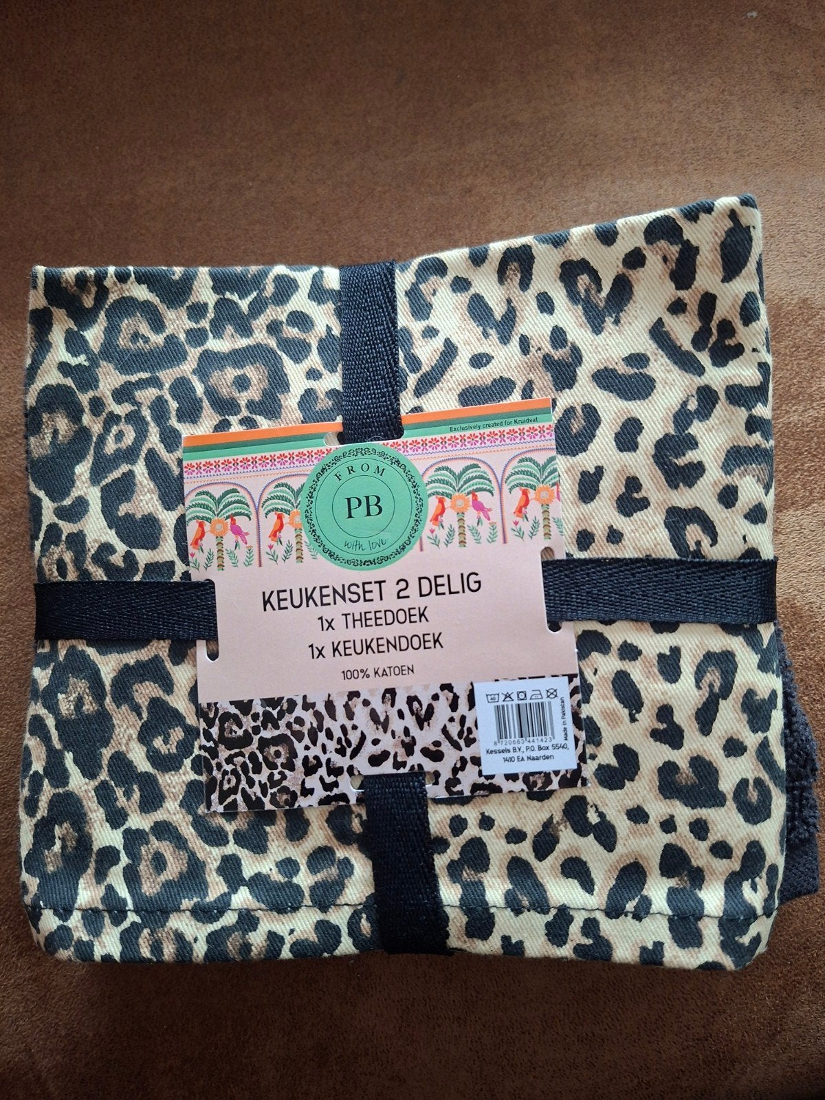Keukenset 2-delig Panterprint - Theedoek & Keukendoek, Huis en Inrichting, Katoen, Meerkleurig, Nieuw, Theedoek of Handdoek