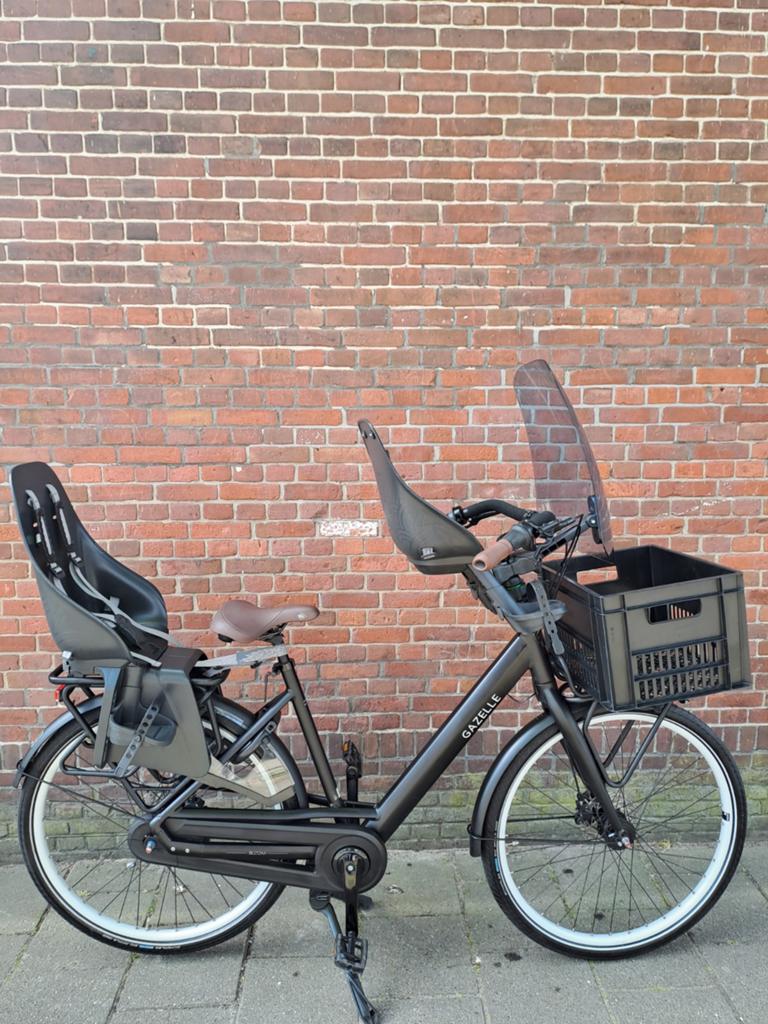 Gazelle bloom moederfiets met urban iki als nieuw!, Fietsen en Brommers, Fietsen | Dames | Moederfietsen, 2 zitjes, 53 tot 56 cm