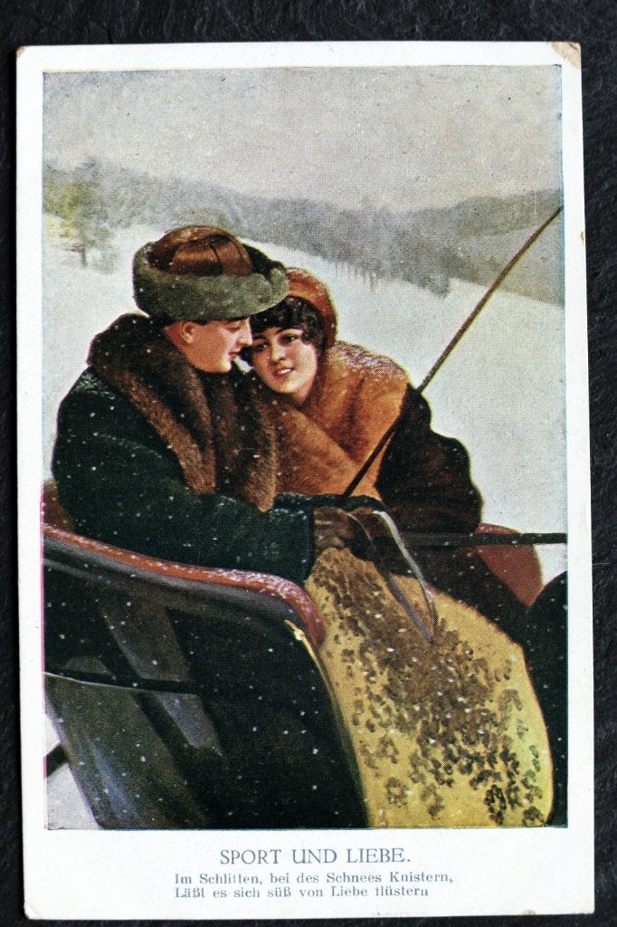 Sport und Liebe, in de slede, 1920, Verzenden, Voor 1920, Ongelopen, Overige thema's