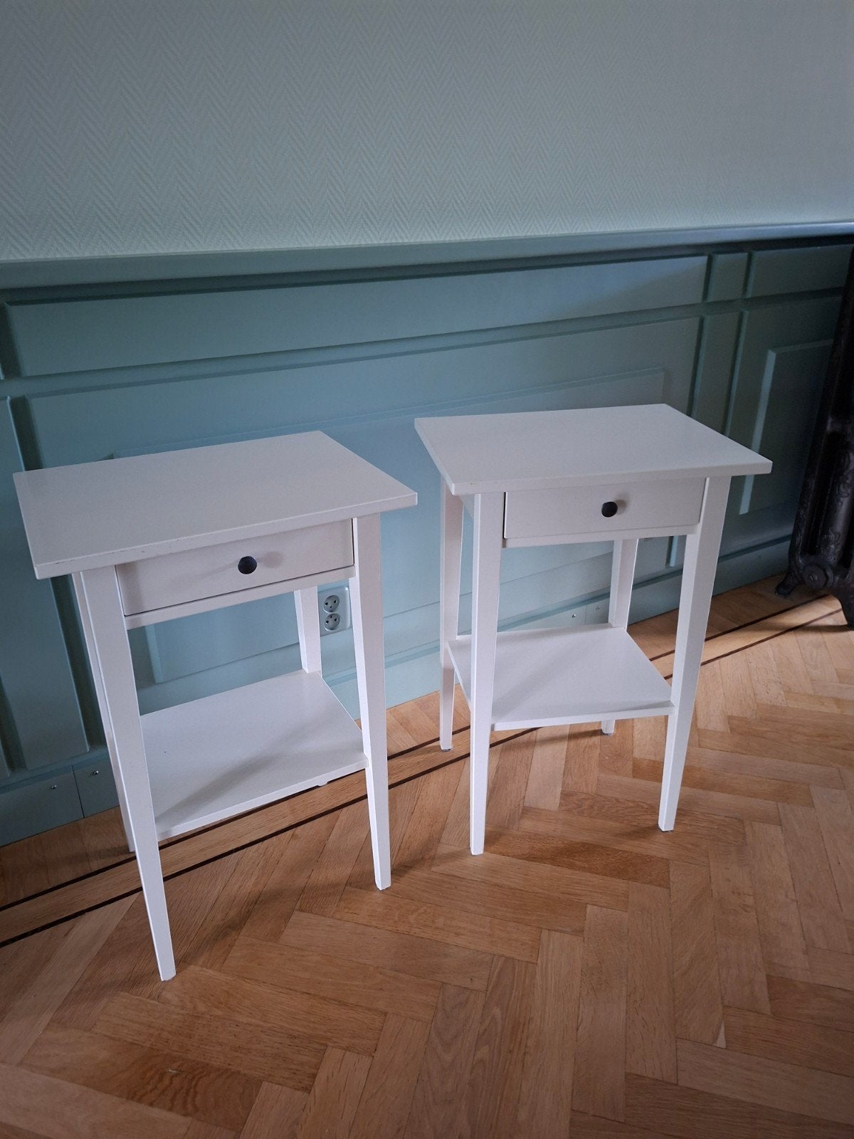 Set van 2 witte IKEA nachtkastjes met lade., Ophalen, Minder dan 45 cm, 55 tot 70 cm, Zo goed als nieuw