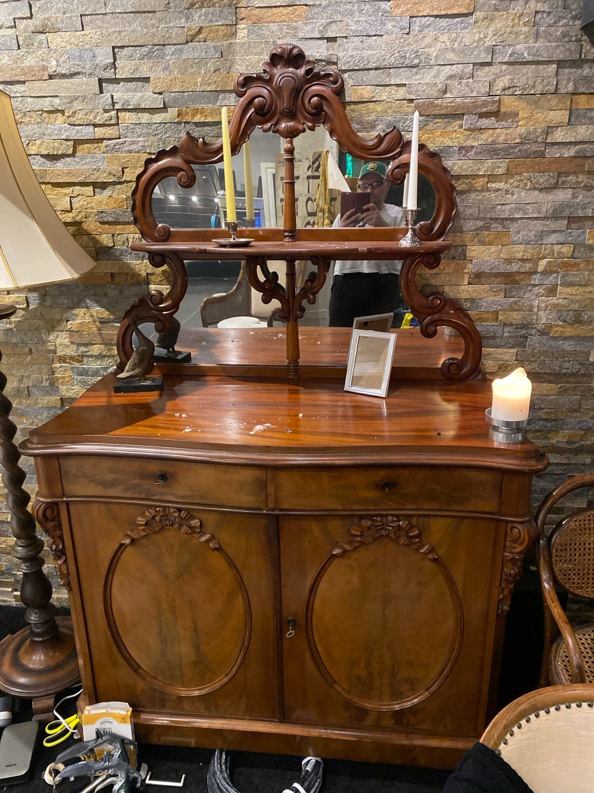 Antieke Kast met Spiegel - Klassiek Houten Meubel, Ophalen