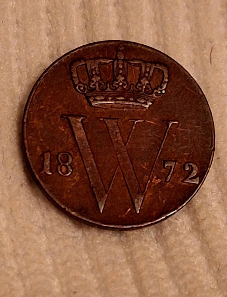 Nederlandse ½ cent munt Koning Willem III 1872, Postzegels en Munten, Munten | Nederland, Losse munt, Overige waardes, Koning Willem III