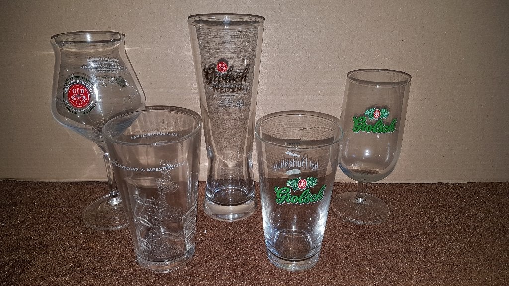 Grolsch glazen - diverse soorten, Ophalen of Verzenden, Zo goed als nieuw, Bierglas