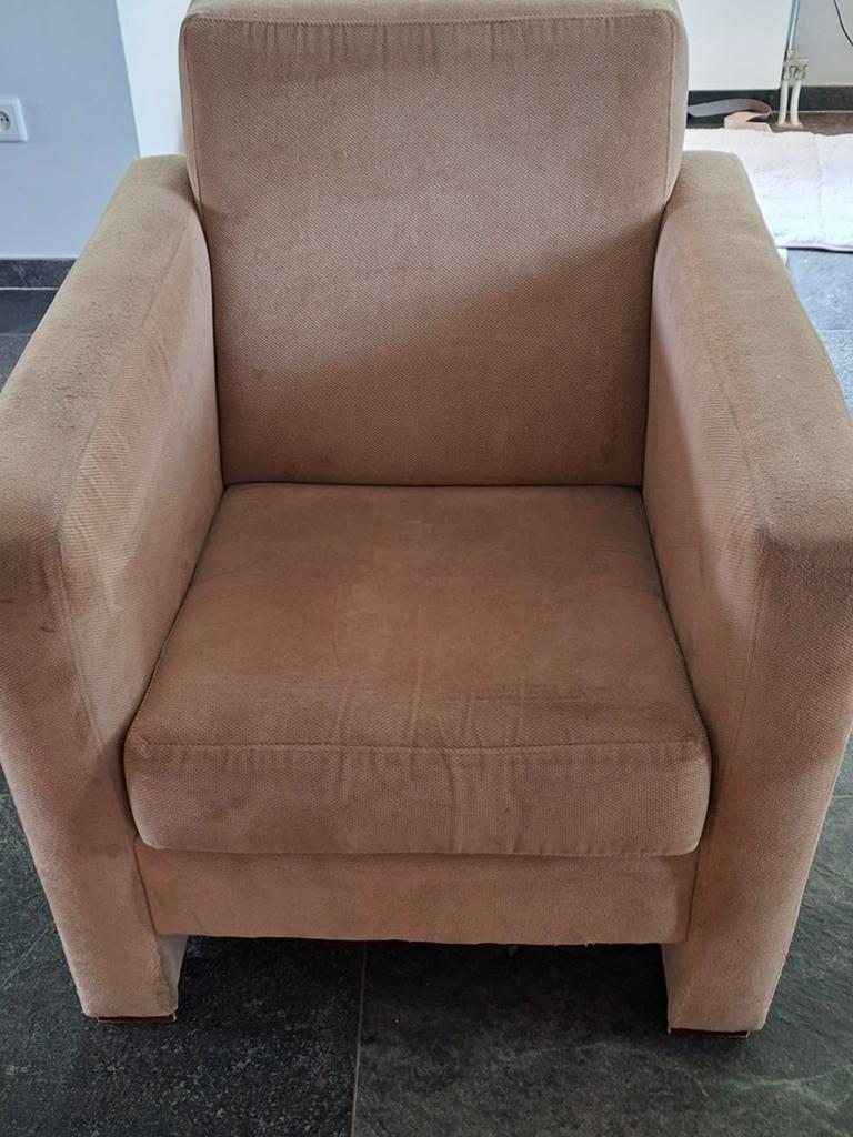 GRATIS Beige fauteuil, Huis en Inrichting, Fauteuils, Ophalen, Gebruikt, 75 tot 100 cm, 50 tot 75 cm