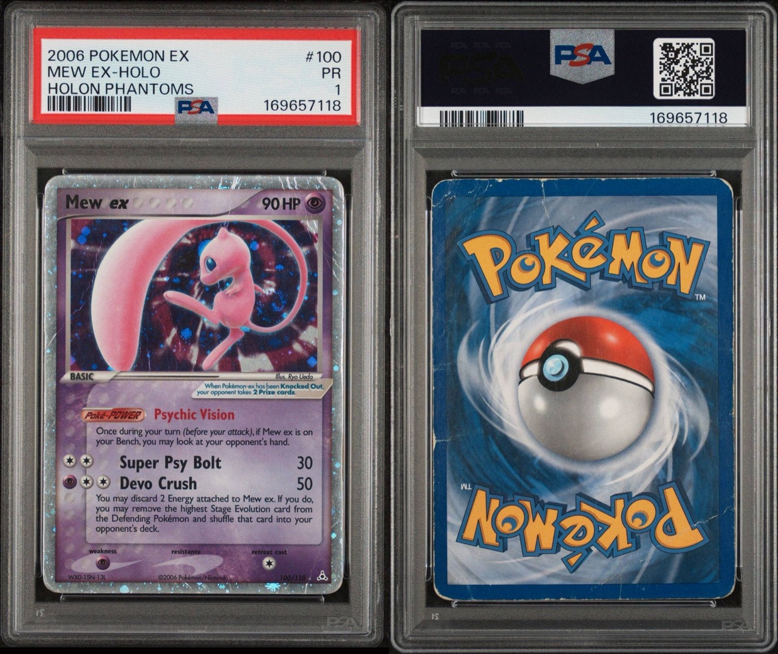 Mew ex Holo Holon Phantoms Pokémon kaart PSA 1, Ophalen of Verzenden, Gebruikt, Losse kaart, Foil