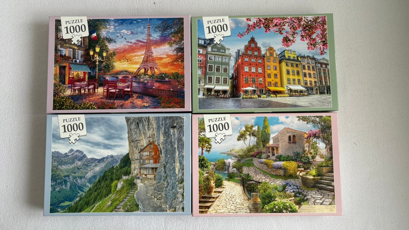 4 puzzels, Ophalen of Verzenden, 500 t/m 1500 stukjes, Zo goed als nieuw, Legpuzzel