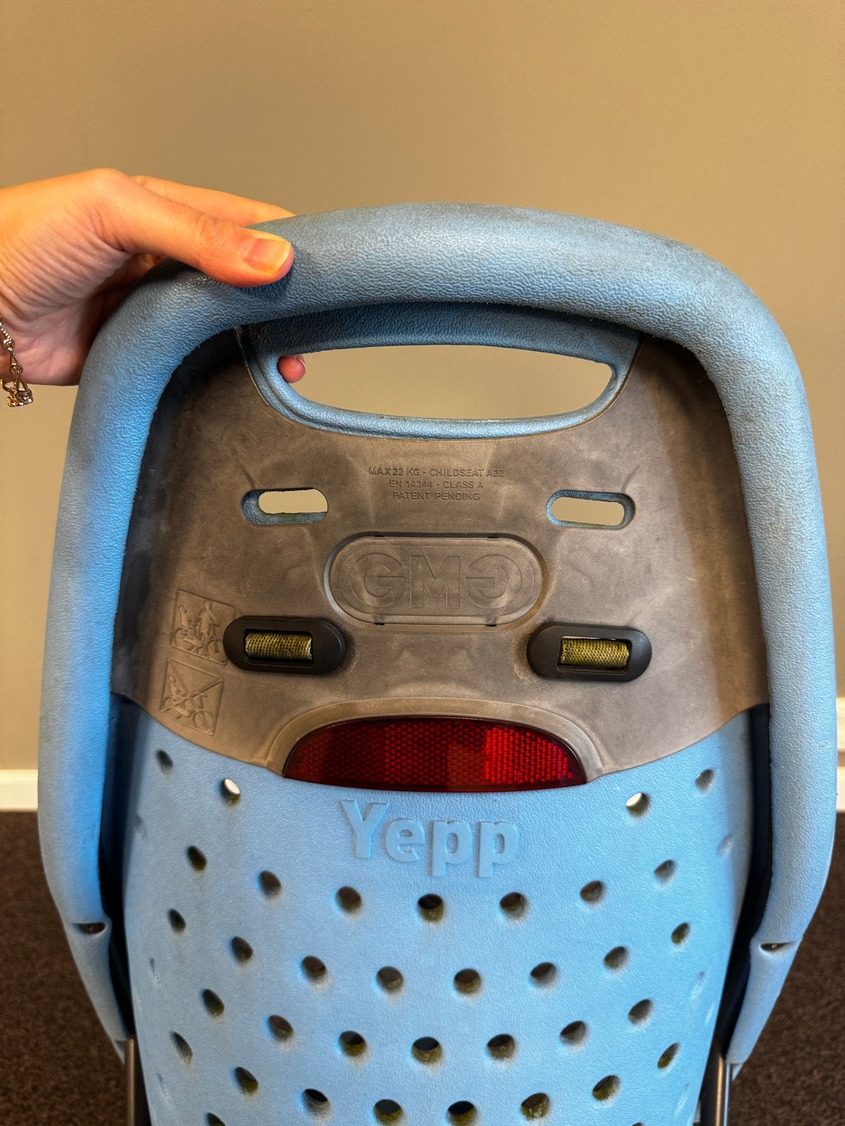Yepp Fietsstoeltje Achterzitje Blauw, Achterzitje, 22 t/m 36 kg, Ophalen of Verzenden, Gebruikt