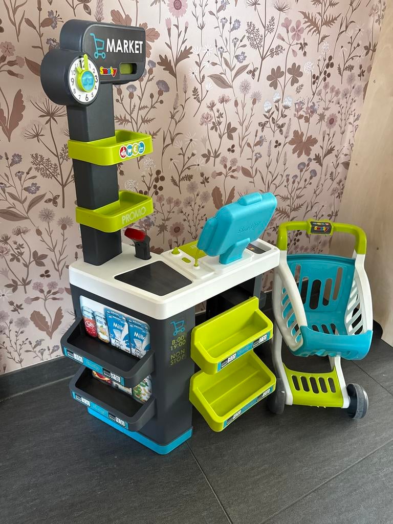Smoby Supermarkt Speelset met Winkelwagen, Ophalen, Gebruikt, Jongen of Meisje