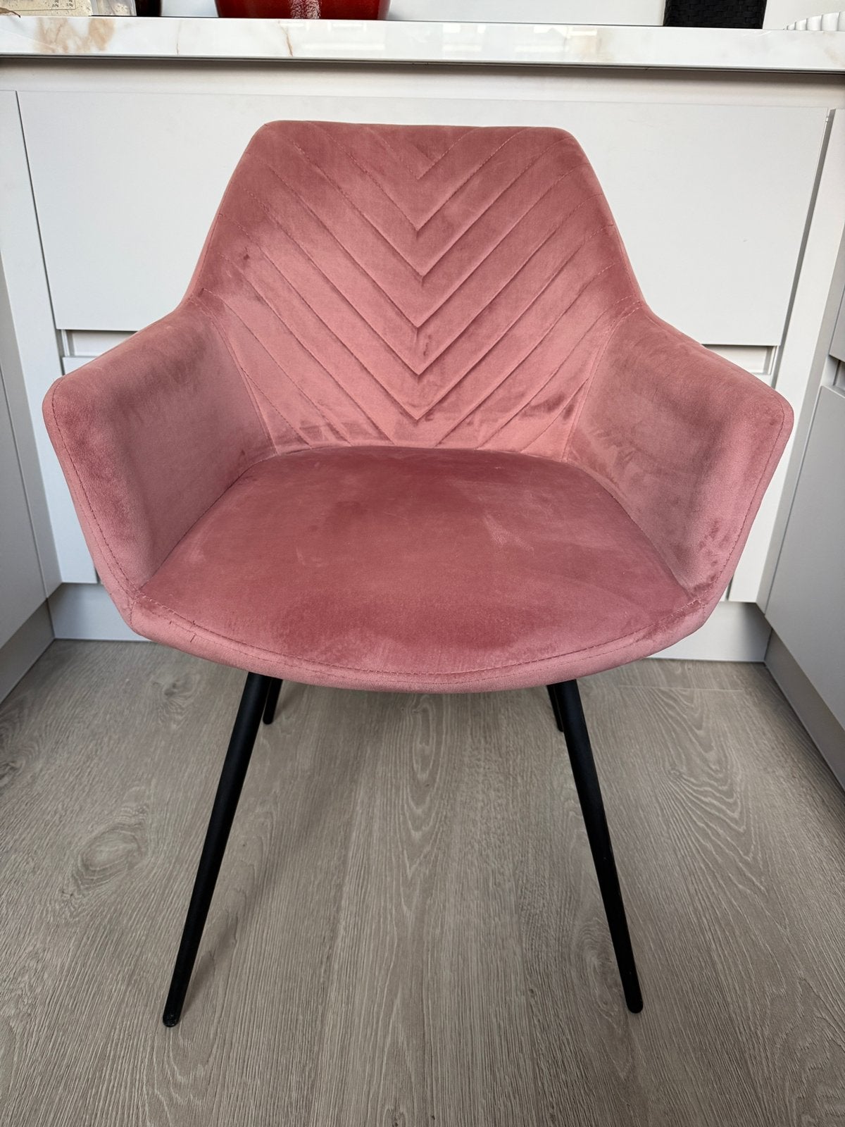 6x eetkamerstoel velvet roze Riverdale, Ophalen, Overige kleuren, Stof, Zo goed als nieuw
