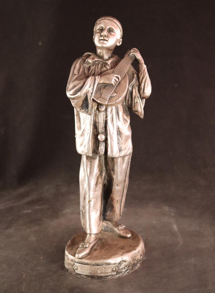 Bronzen Art Deco beeld van een pierrot, Ophalen of Verzenden