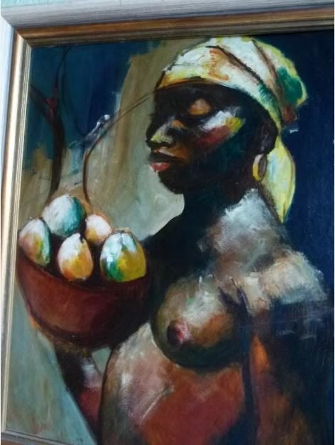 vintage schilderij `` Haïti Schone`` naakt 70er, Ophalen, Huis en Inrichting
