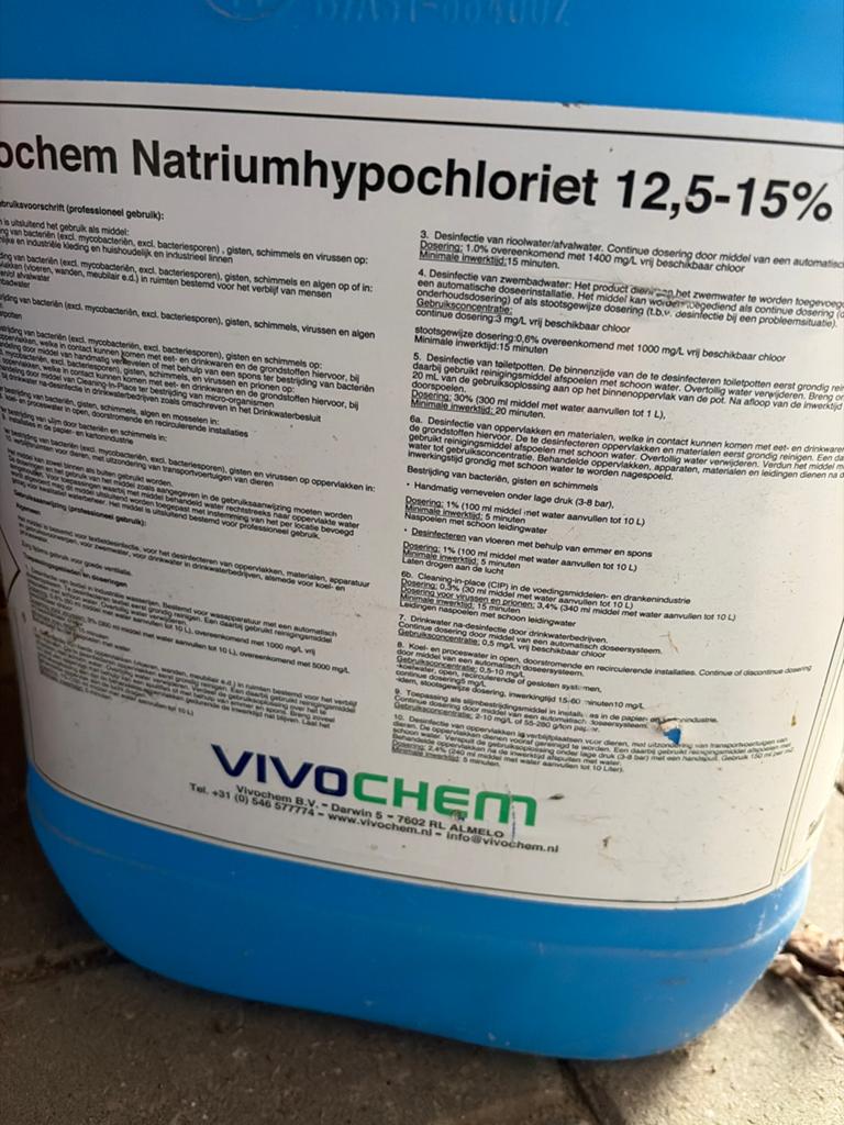 VIVOCHEM Natriumhypochloriet 12,5-15% Desinfectiemiddel, Ophalen, Nieuw, Overige typen