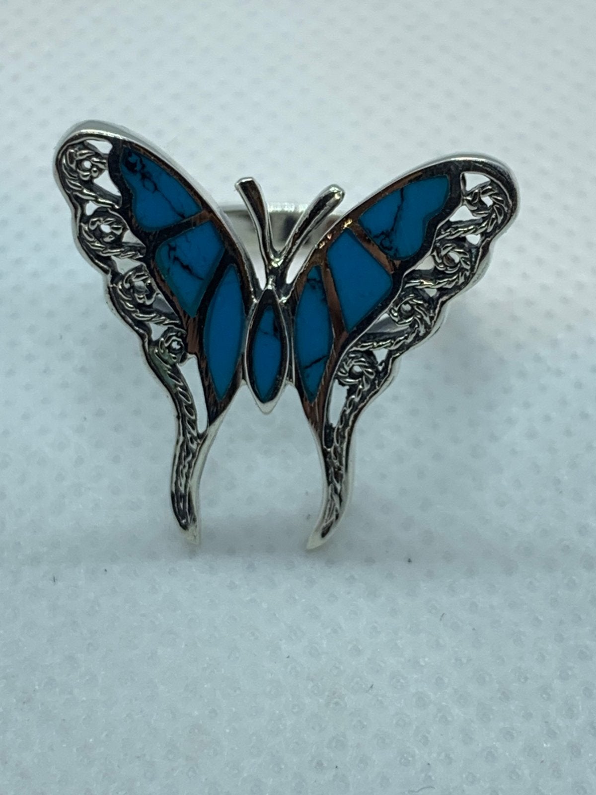 Vlinder zilver ring handgemaakt, Overige kleuren, 19 tot 20, Ophalen of Verzenden, Zo goed als nieuw