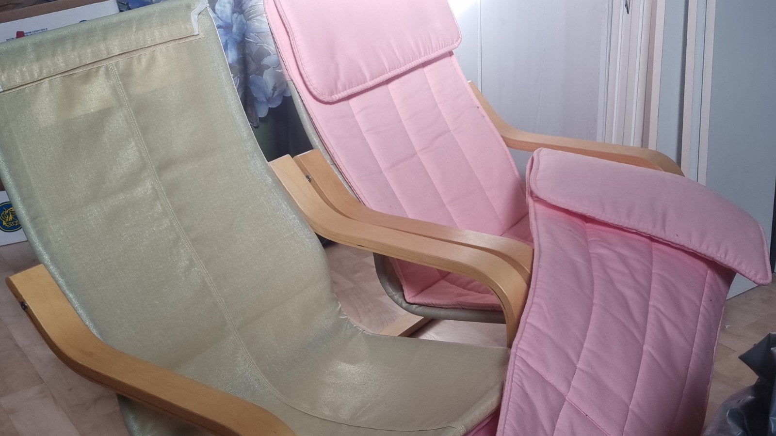 Twee IKEA Poäng stoelen met kussens, Ophalen, Gebruikt, Overige typen