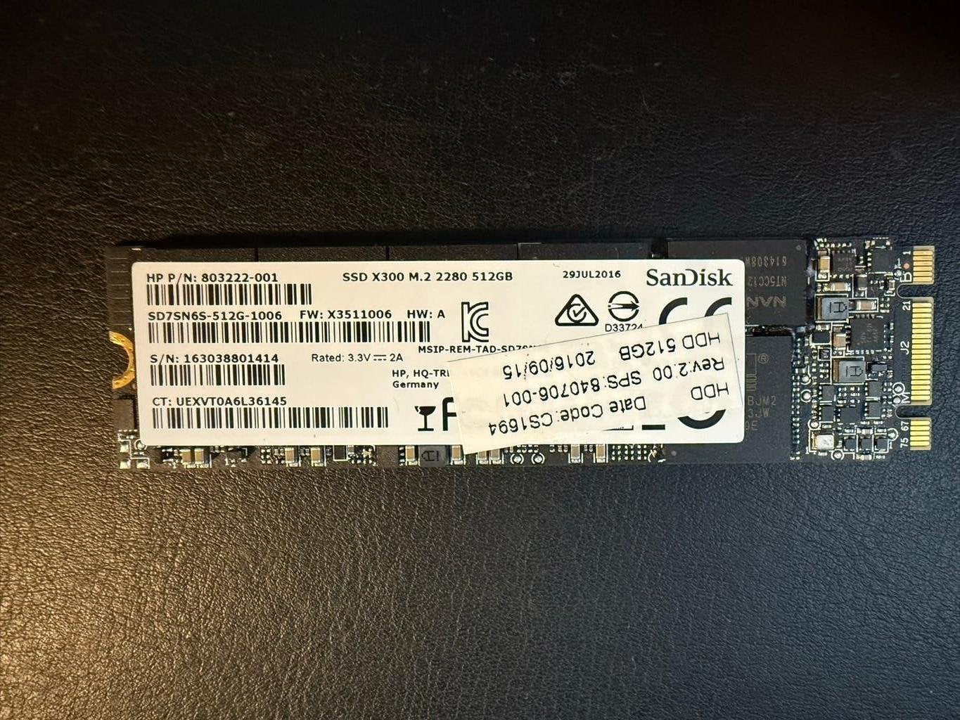 Sandisk SSD X300 M.2 2280 - 512GB, Intern, Gebruikt, Ophalen of Verzenden, Laptop